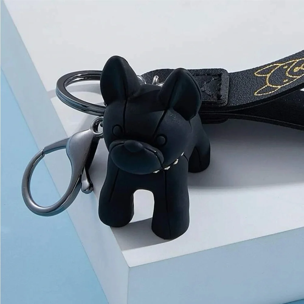 NWT French Bulldog Black Dog Keychain w/Silver Accent Collar Limited Edition - Picture 3 of 12